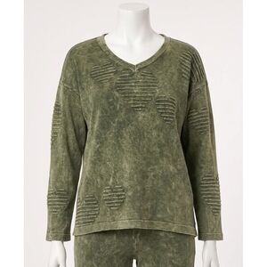 NEW ANGEL APPAREL v-neck heart sweater in army